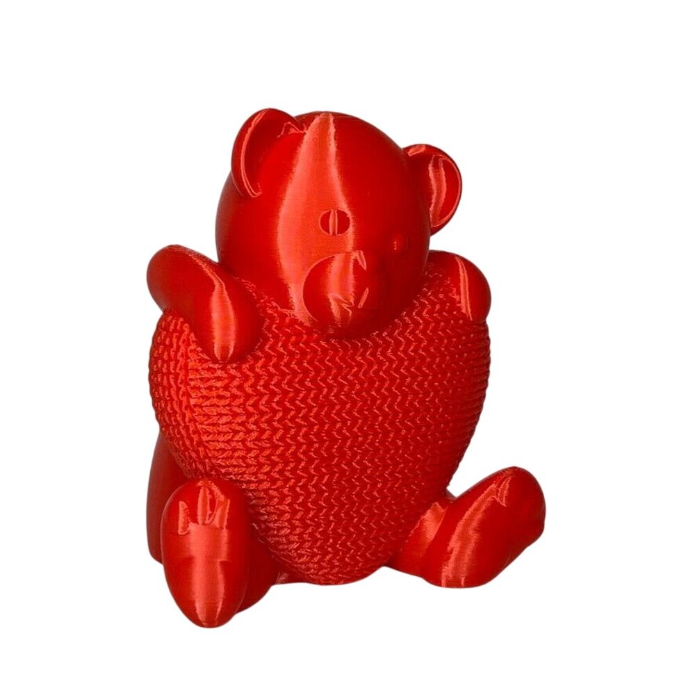 Teddy Bear with Heart Knitted Red Valentines Cute Decor Gift 4 Inch